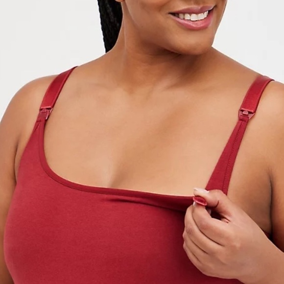 NWT Torrid Plus Size Maternity Nursing Clip Down Nursing Tank Top In Merlot Red - Picture 3 of 7